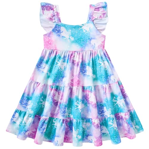 Image of Vieille Toddler Girls Summer Dress Ruffle Casual Beach Sundress 2-8 Years