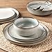 GBHOME Ceramic Dinnerware Sets for 8, 24 Pieces Stoneware Plates and Bowls Sets, Scratch Resistant Dishes, Dishwasher & Microwave Safe, Reactive Glaze-Green Wheat