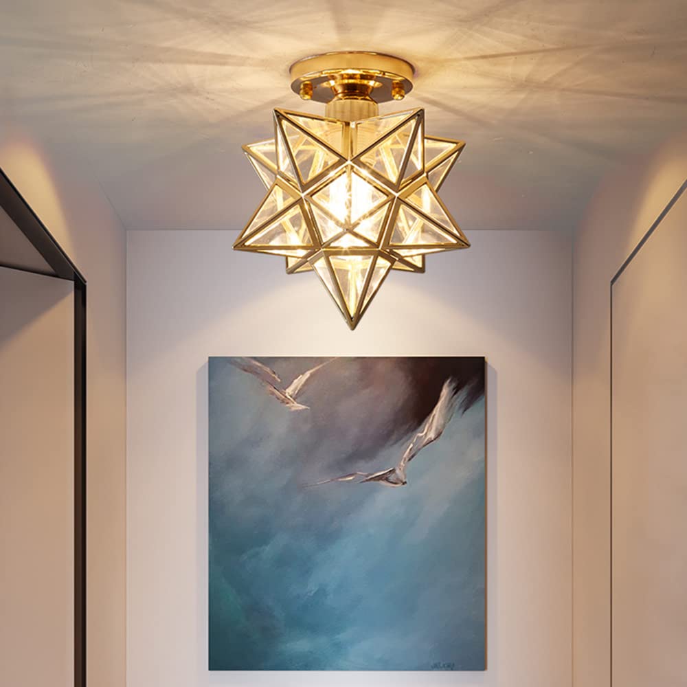 Mengjay Ceiling Light Modern Chandelier Ceiling Lamp Geometric Style Metal Shade E27 Lighting Suitable for Indoor Lighting, Living Room, Porch, Hallway Room Lounge Restaurant. (Gold)