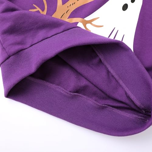 HILEELANG Halloween Sweatshirt for Girls Boys 6-12Y BOO Ghost Pumpkin Fall Pullover Cotton Crewneck Long Sleeve Shirt for Kid4