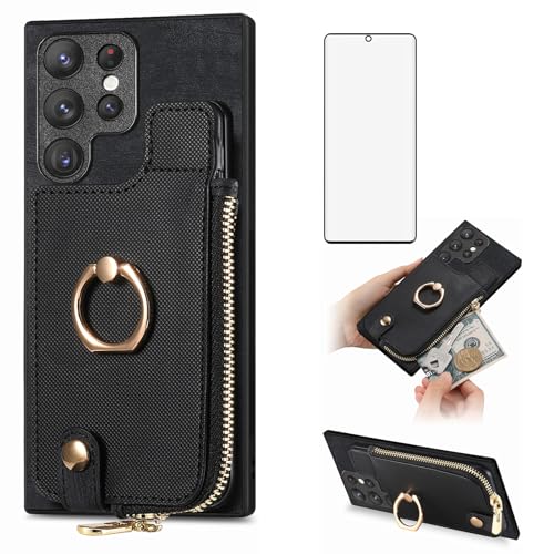 Protection Samsung S23 Ultra coque intégrale portefeuille verre trempé
