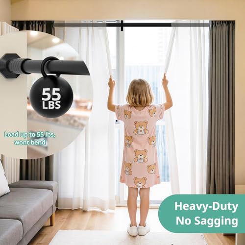 ZYLQOVISK Shower Curtain Rod Tension No Drilling, Adjustable 51-128In,Black by ZYLQOVISK - Used condition - Image 3