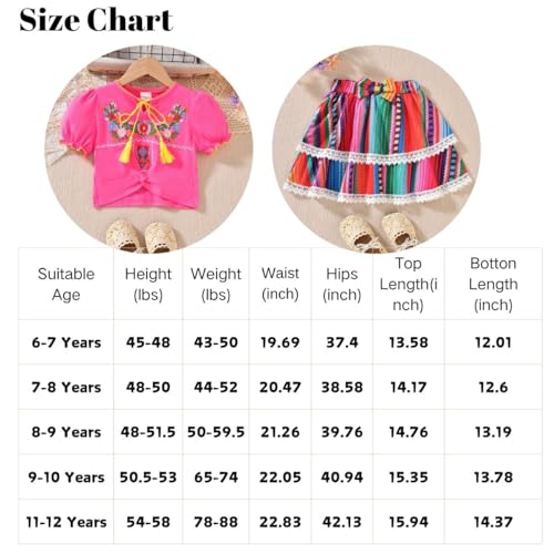 Image of HIHA Toddler Little Girls Mexican Embroidered Skirts Outfit