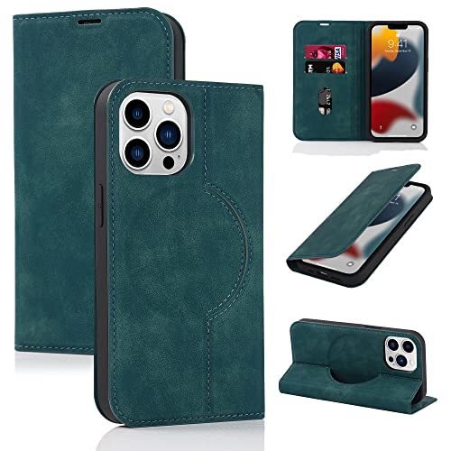 Housse de téléphone portefeuille en cuir magnétique bleu avec support béquille charge sans fil