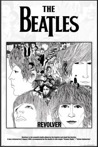 The Beatles Revolver Album Cover – Poster musical classique – Dimensions : 61 x 91,5 cm - Les Beatles, Paul McCartney, John Lennon, RIngo Starr, George Harrison The Beatles Revolver Album Cover – Poster musical classique – Dimensions : 61 x 91,5 cm