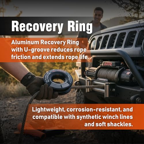 Image of Off-Road Recovery Kit Tree Saver Strap, Soft Shackles & Recovery Ring | 36,000 lb Tree Saver Strap, Two 41,200 lb Soft Shackles & 66,000 lb Recovery Ring for Safe Off-Road Recovery