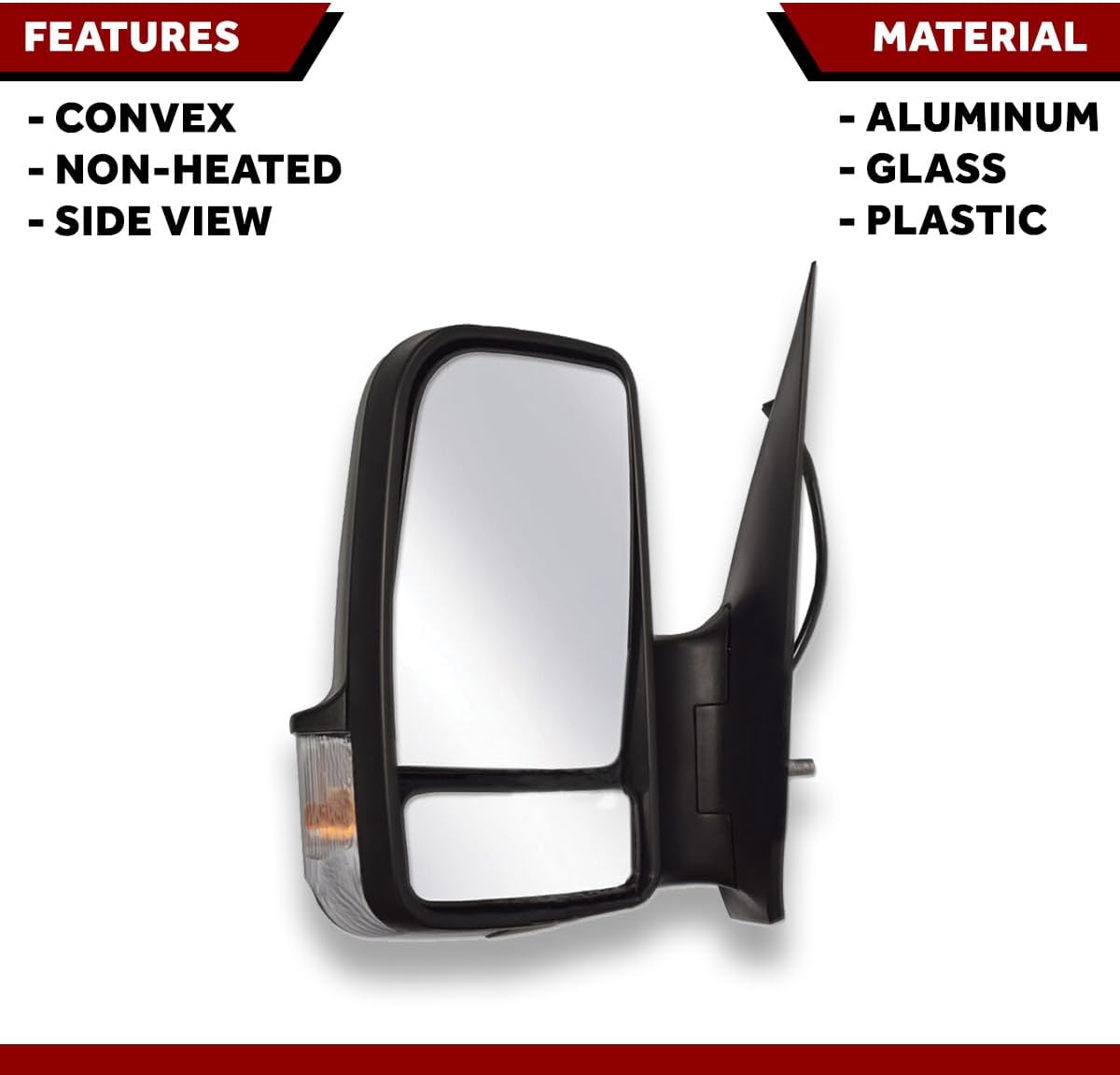 For Mercedes Sprinter Short Arm Mirror Manual Fold Turn Signal Light Left Driver Side 2007 To 2017