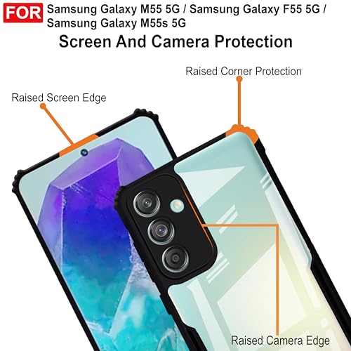 Image of Amazon Brand - Solimo Back Case Cover for Samsung Galaxy M55 5G | Compatible for Samsung Galaxy M55 5G Back Case Cover | Clear Case with Camera Protection | (TPU + PC | Matte Black)