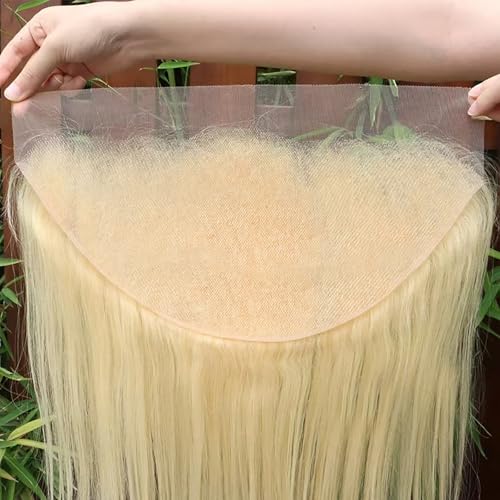 613 Frontal Straight 13x6 Transparent HD Lace Frontal Closure 12A Brazilian Virgin Remy Hair Free Part Ear to Ear Blonde Human Hair For Women Pre Plucked With Baby Hair 150% 14 Inch