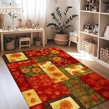 Teppich mit Sonnenblumenmotiv, rustikales Ahornblatt, Kürbis, Herbstrot, rutschfest, rechteckig, fusselfrei, für Wohnzimmer, Schlafzimmer, Studentenwohnheim, Küche, Dekoration, 122 x 150 cm