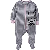 Gerber Baby Girls 4 Pack Sleep 'N Play Footie Bunny Smiley 3-6 Months — image 2