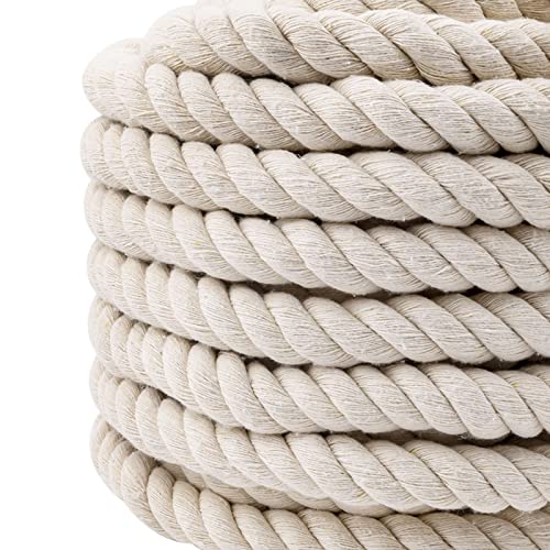 1 Inch x 49 Feet Natural Cotton Rope, 3 Strand Twisted Cotton Cord, Super Thick Soft Cotton Rope for Crafts, Sports Tug of War, Hammock, Home Decorating Wedding Rope by MYIU - Image 7