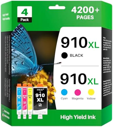 INK4U Compatible 910XL Ink Cartridges Combo Pack Replacement for HP 910XL 910 Ink Cartridges