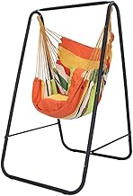 Hammock Chair with Stand - Heavy-Duty, Max 450 Lbs Swing Stand for Indoor/Outdoor Patio Yard (Orange)