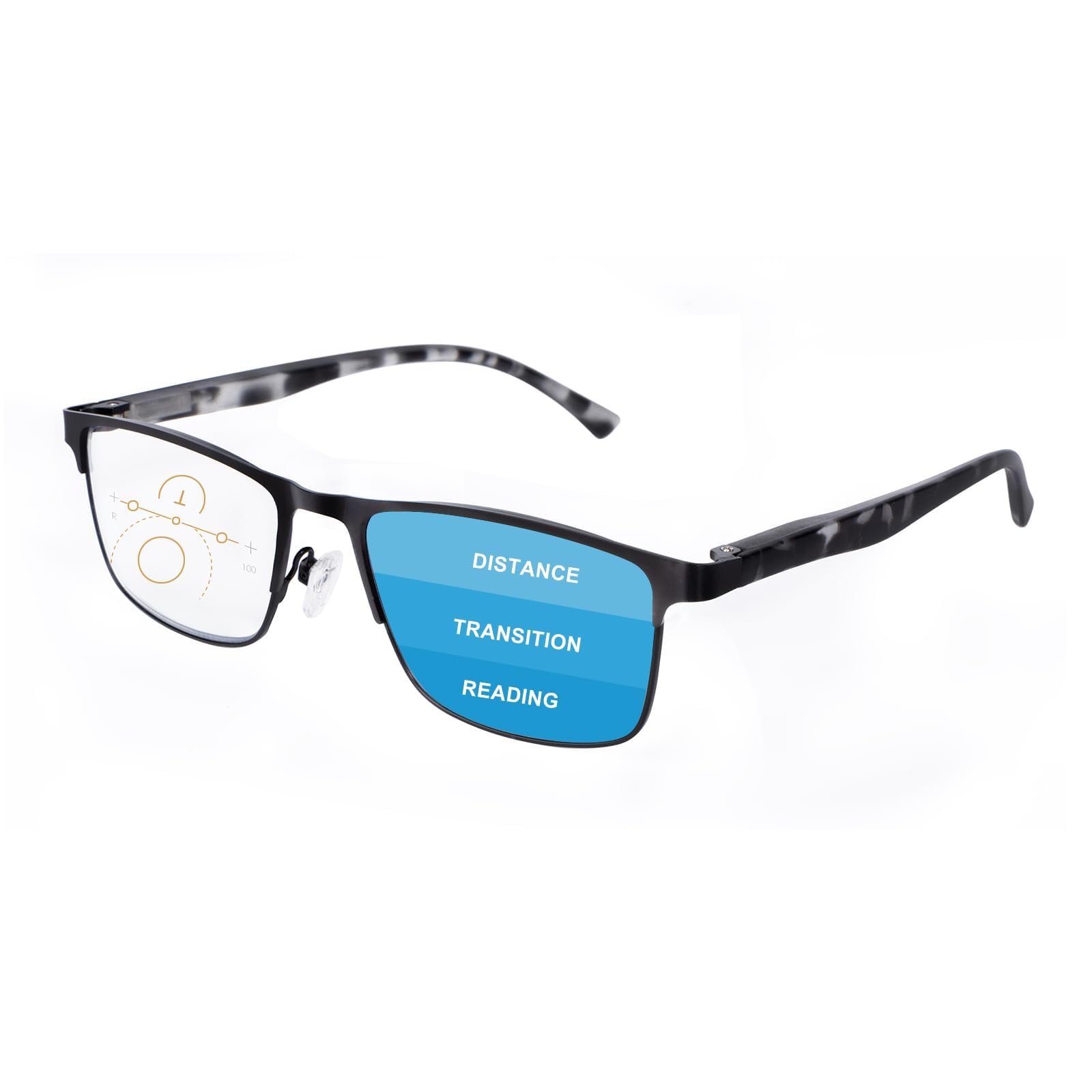 OKH Progressive Multifocal Reading Glasses Blue Light Blocking for Men Varifocal Rectangle Eyewear Readers Anti Glare Eye Strain Multi Focus Reading Eyeglasses +2.0