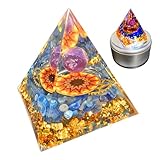 heizi オルゴナイト パワーストーン 天然石 ピラミッド LED回転台付き 癒しグッズ 水晶 (アメジスト 幸運 引き寄せ)