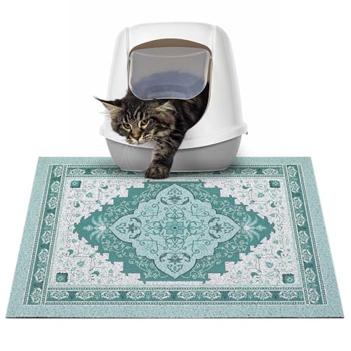 Glittme Cat Litter Mat with Non-slip Bottom Litter Box Mat Waterproof Litter Trapping Mat Easy to Clean Washable Cat Food Mat for Kitty,S