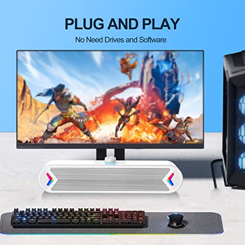 LENRUE Computer Speakers,Wired USB-Powered Sound-bar with 10W Stereo Sound for PC Desktop,Plug-n-Play (A39PRO /White) by LENRUE - Image 3
