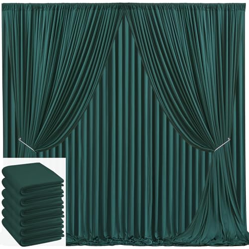 Image of 30x10ft Hunter Green Backdrop Curtain for Wedding Parties Wrinkle Free Fabric Dark Green Drapes Backdrop Decoration for Baby Shower Birthday Photography Decoration 6 Panels, 5ft x 10ft