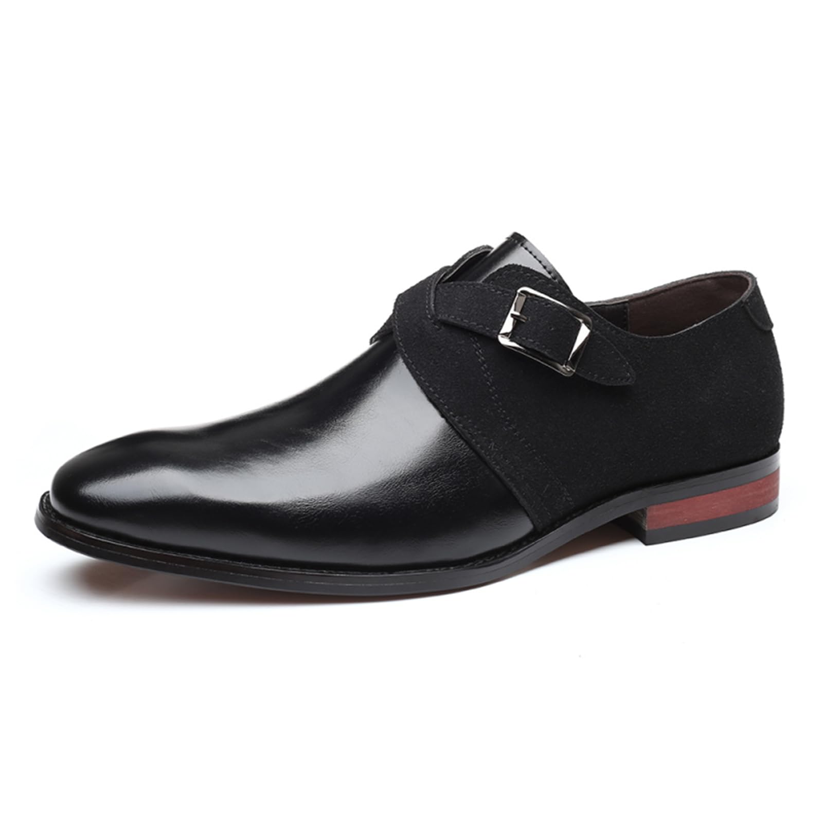 Mens Dress Shoes Pointed-Toe Buckle Strap Slip On Formal Shoes Classic Business Wedding Comfortable Oxford Shoes