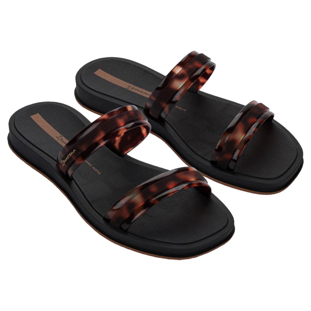 Ipanema - Chanclas de piscina o diario,​sandalias 100% Goma,​playeras antideslizantes,​animal print,​de pala, para: Mujer color: BLACK talla:​39