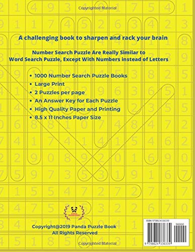Jumbo 1000 Number Search Puzzle Books: Puzzle Number Games For Adults