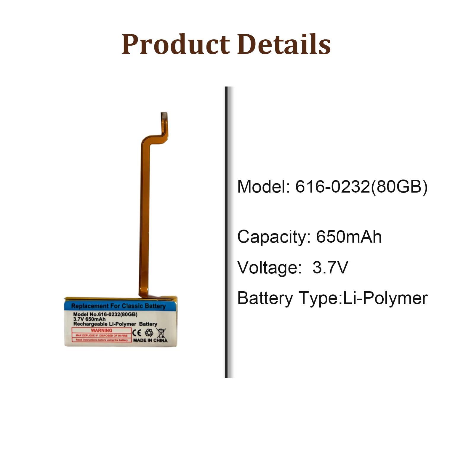 Batteria Ricambio Per IPod Classic 6th/7th GEN E IPod-G5 30GB A1136 - 650mAh, Con Kit - Foto 6