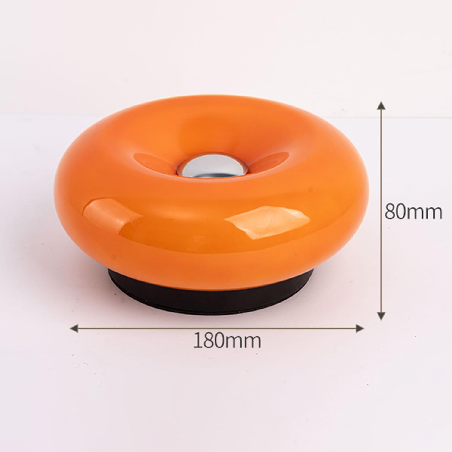 LED Donut Tischlampe Klein Moderne Designleuchte mit Ambientelicht 3 Farbtemperatur Akku USB Aufladbar Tischleuchte mit Touch Dimmbar Nachttischlampe Ohne Kabel Glas Lampenschirm 1800mAh,Orange