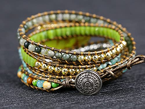 Image of Boho Stone Wrap Bracelet for Women,Turquoise Beaded Bracelet Jewelry Gift