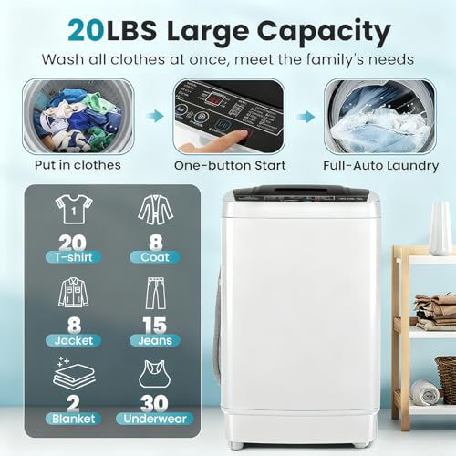 Nictemaw Portable Washing Machine 20Lbs, 2.8Cu.ft Full Automatic Portable Washer with 10 Wash Programs, LED Display & Drain Pump, Compact Clothes Washer for Apartments, Home, RV, Dorm - Image 4