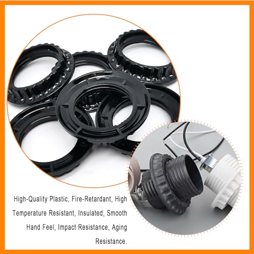 Image of 6pcs OD 54mm ID 36mm Thickness 11mm Phenolic Light Socket Shade Ring,E26 Plastic Thread Lamp Collar Ring,Lighting Fittings(Black)