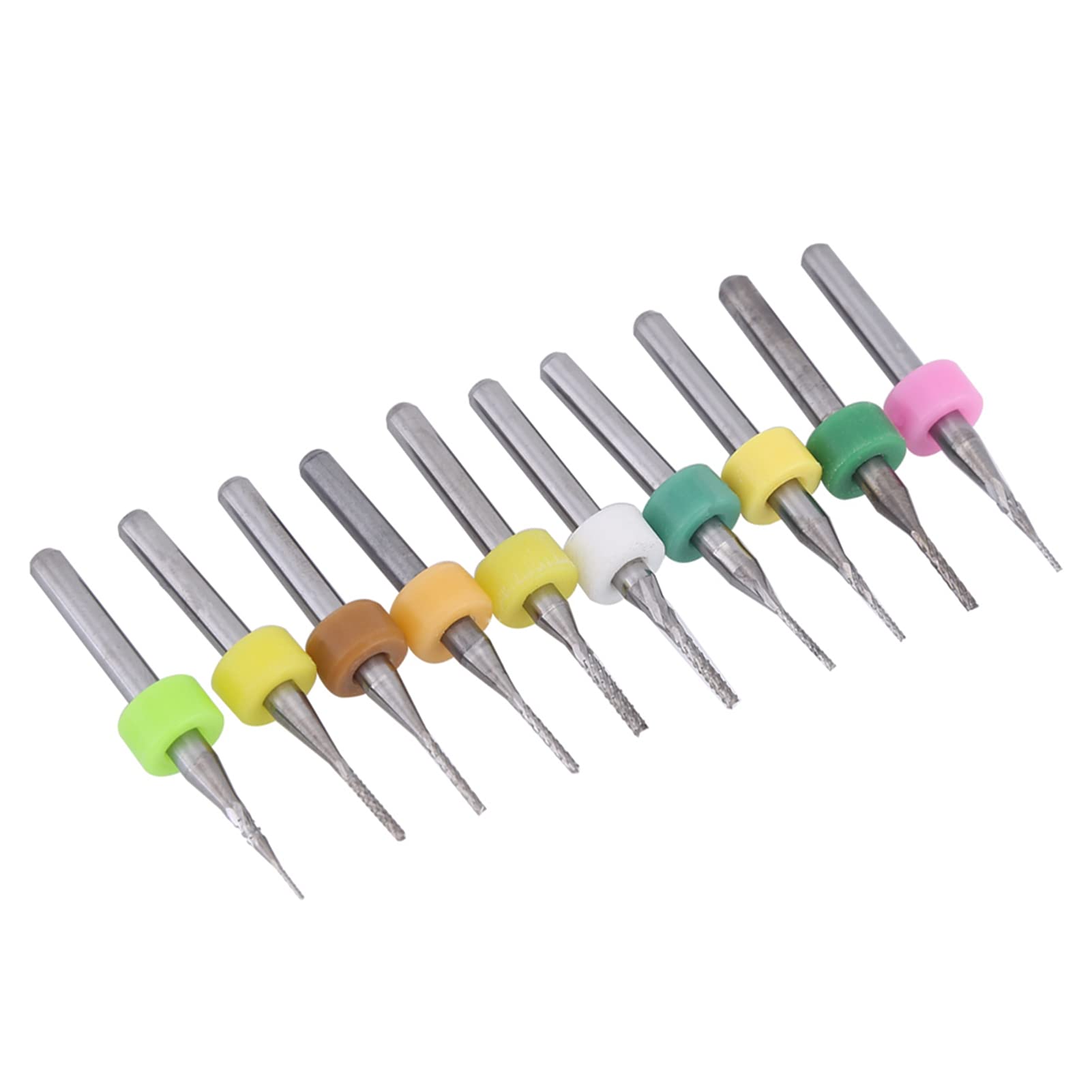 Lot de 10 fraises de coupe en carbure de tungstène PCB Fraises à queue pour découpe de circuits imprimés en carbure 0,5/0,6/0,7/0,8/0,9/1,0/1,1/1,2/1,3/1,4 mm