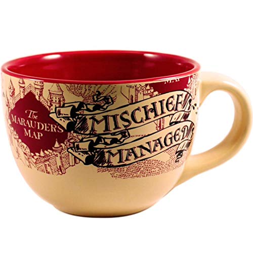 Silver Buffalo Harry Potter The Marauder's Map Mischief Managed Soup Ceramic Mug, 24-Ounce