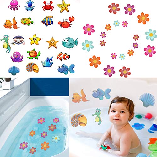 Yizemay - Yizemay Lot de 20 autocollants antidérapants pour baignoire, baignoire, réfrigérateur, murs, armoires, valises - Motif de fleurs - Motif océan