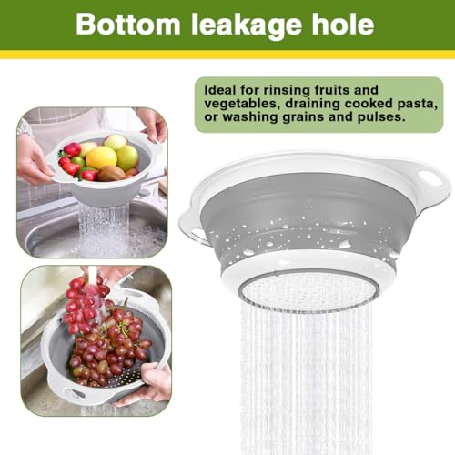 Image of Supvox 3Pcs Collapsible Colanders 3 Quart /4 Quart /5 Quart Stackable Folding Silicone Mesh Strainers Food-Grade Kitchen Food Strainers Colanders with Ears