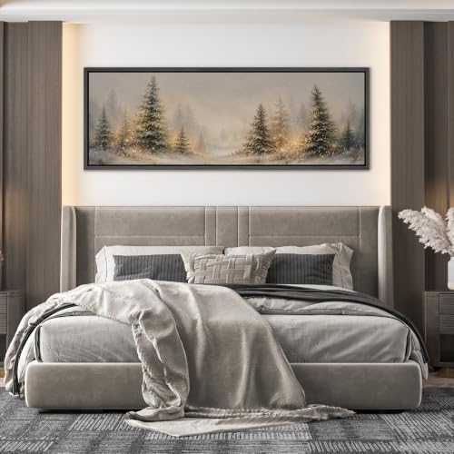 Image of MUDECOR Large Framed Canvas Print Wall Art Snowy Pine Art for Living Room