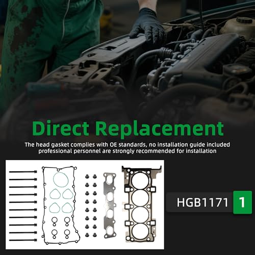 Image of Head Gasket with Bolts Set, 2.4L, HGB1171 2013-2016 for Dodge Dart, 16-18 for Fiat 500X, 14-22 for Jeep Cherokee /Renegade /Compass, 15-17 for Chrysler 200, 2.4L L4 2360cc 16V SOHC(36pcs)
