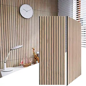 3D Soundproof Acoustic Panels for Interior Wall Decor, Accent Wood Fluted Slat Decorative Textured Panel for Ceiling and Wall, 43?16 Inches, Natural Oak, 2 Pieces