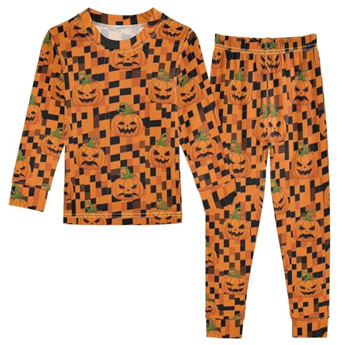 Pajama Sets Long Sleeve Pumpkin Pattern Soft Comfy Sleepwear 2 Piece PJS 3-8T