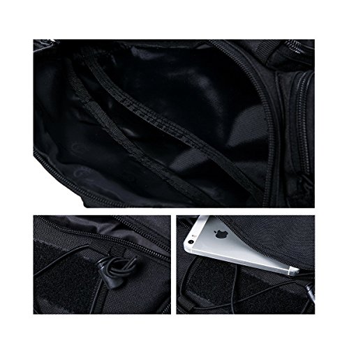 CREATOR Tactical Waist Pack Military Fanny Pack Outdoor Army Waist Bag Large Waist Pack for Daily Life Cycling Camping Hiking Hunting Fishing Black - Thumbnail 5
