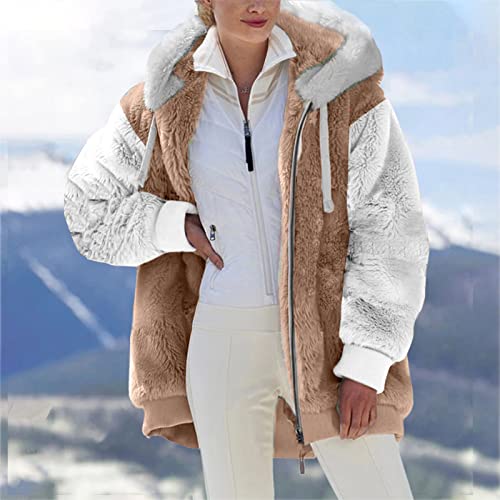 LRMQS Warm Winter Coats for Women Plus Size Zip up Fuzzy Fleece Jacket Hoodie with Hood Casual Trendy Fluffy Sweater Cardigan4