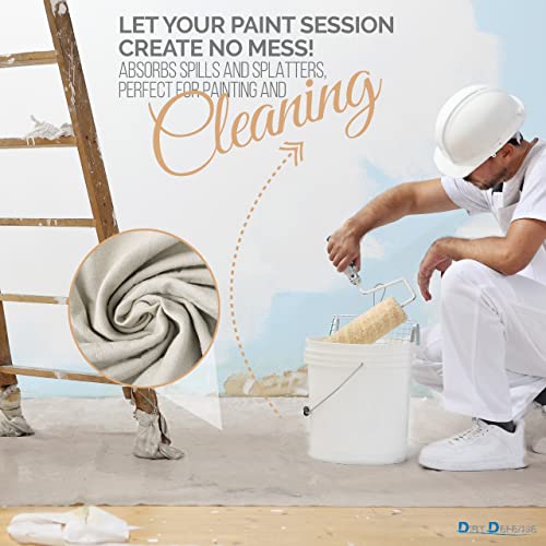 Image of Canvas Drop Cloth Recycled Cotton Painter Drop Cloth-9x12ft All Purpose Washable and Reusable Paint Drop Cloth 2PCs Heavy Duty Highly Absorbent Tarp Cover for Paint Furniture,Floor Protection