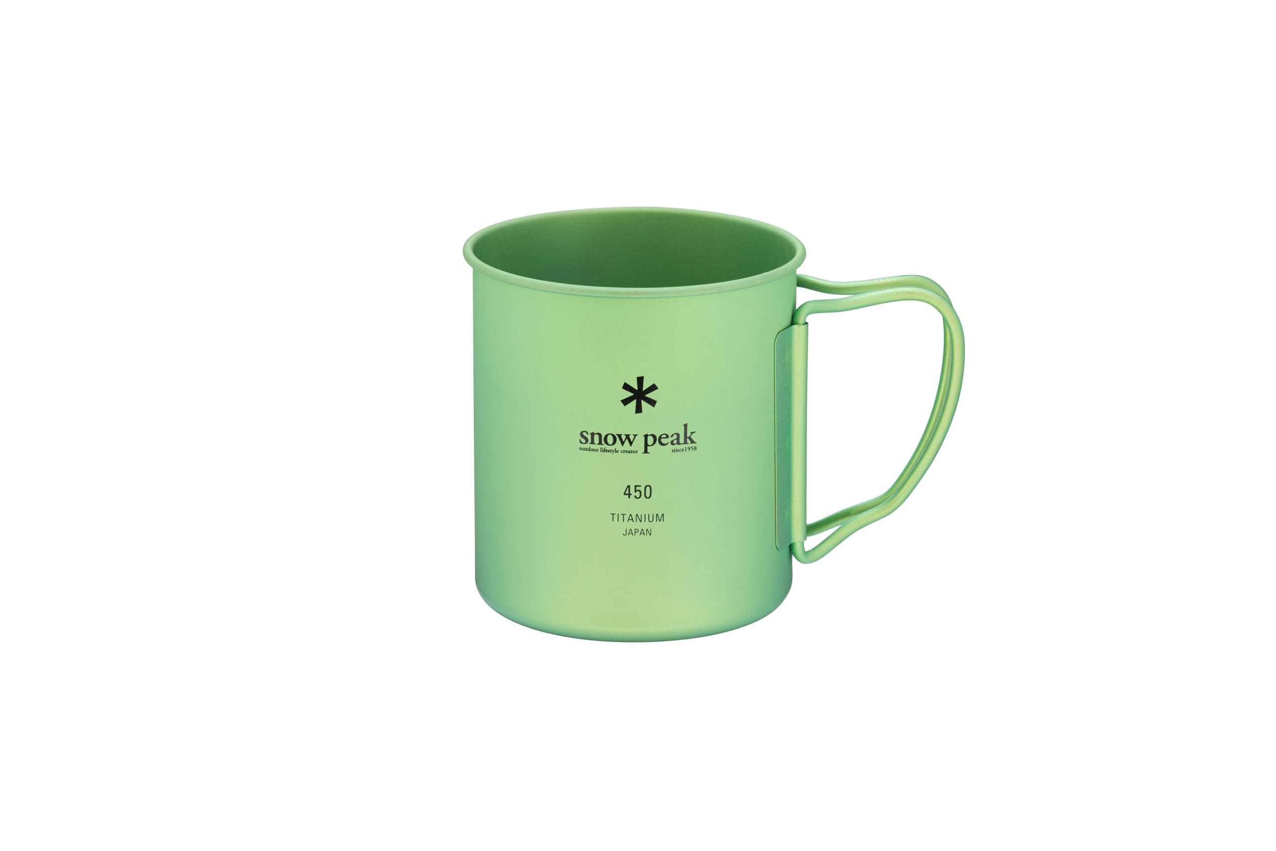 Snow Peak Titanium Single Wall Mug, 450ml, Green, Ultralight Japanese Titanium Camping Mug, Backpacking Outdoors