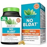 Zenwise Health No Bloat Digestive Enzymes for Gut Health, Gas & Bloating Relief - Multi Enzymes Digestion Supplement with Probiotics, Ginger, Turmeric Dandelion & Lactase - Men & Women - 160 Count