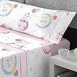 JUEGO 3 PIEZAS CORALINA INFANTIL: Incluye 1 sábana bajera ajustable, 1 sábana encimera, y 1 funda de almohada. Ajusta perfectamente y sin arrugas en camas de 190 y 200 cm. Tiene las esquinas con goma ajustable válidas para colchón de hasta 30 cm de alto. Las encimeras son de 270 cm de largo. Los diseños están inspirados en modelos infantiles muy coloridos y divertidos, siendo el complemento perfecto para decorar las habitaciones de los mas peques de la casa.