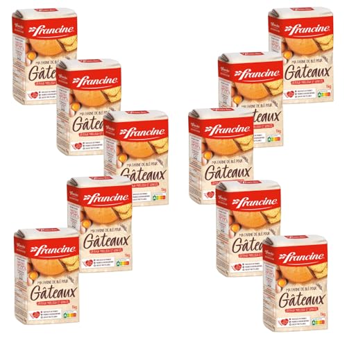 Harina de trigo FRANCINE para repostería – Paquete de 10 x 1 kg | Harina blanca, fluida y fina