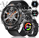 ESFOE Military Smart Watch for Men,1.43” AMOLED Tactical Smart Watch with Bluetooth Call/Notification,500mAh Battery IP68 Waterproof Rugged Smartwatch Fitness Tracker for Android iPhone,2 Straps