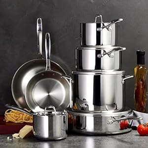Tramontina Tri-Ply Clad Stainless Steel 12-Piece Cookware Set with Lids, Pots and Pans Kitchen Set, Induction-Ready, Dishwasher-Safe, NSF-Certified, Made in Brazil Tramontina Tri Ply Clad Stainless Steel 12 Piece Cookware Set with Lids Pots and Pans Kitchen Set Induction Ready Dishwasher Safe NSF Certified Made in Brazil