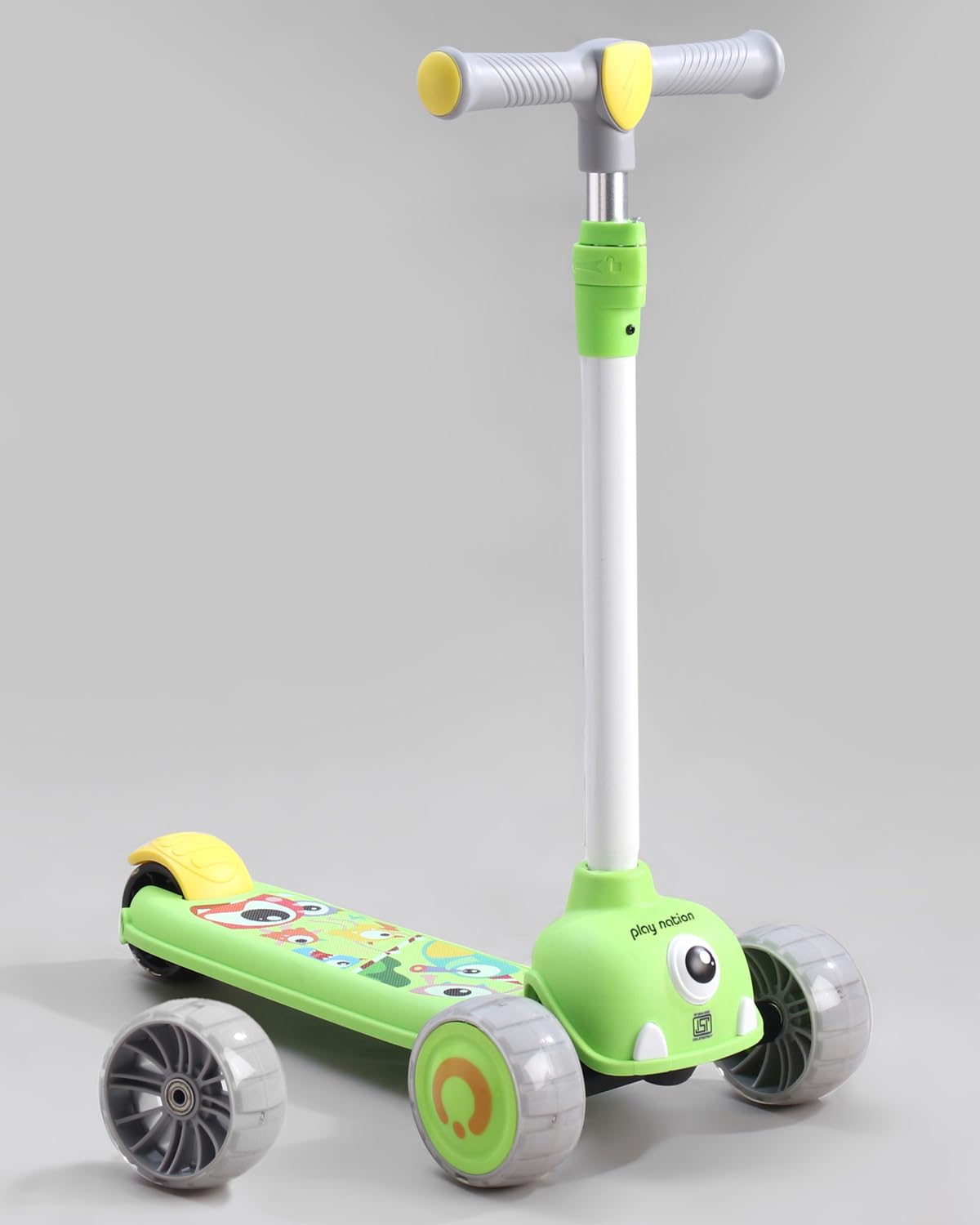 Play Nation Premium Foldable Kick Scooter for Kids with LED Wheels, Wide Standing Deck & 3-Level Adjustable Height|Skating Scooter for Boys &Girls|Capacity 30 kg|Road Runner Scooter for 3+Yrs (Green) (B0DGLGTHJN) Amazon Price History, Amazon Price Tracker