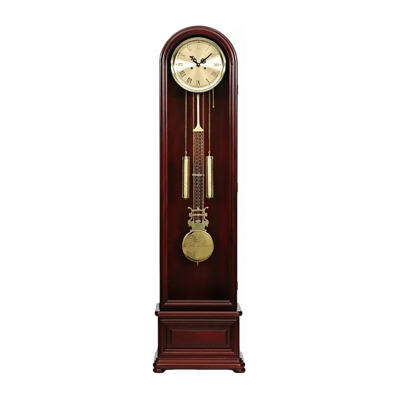 Kf2vBt7dP Chinese Style Floor Clock Wood Grandfather Clock Floor Pendulum Chimes Roman Numeral for Home Grandfather Clocks(Red)